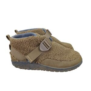 Chaco Ramble Fluff Puff Kids‎ Cozy Camp Brown Fleece Sherpa Strap Bootie Shoe 6